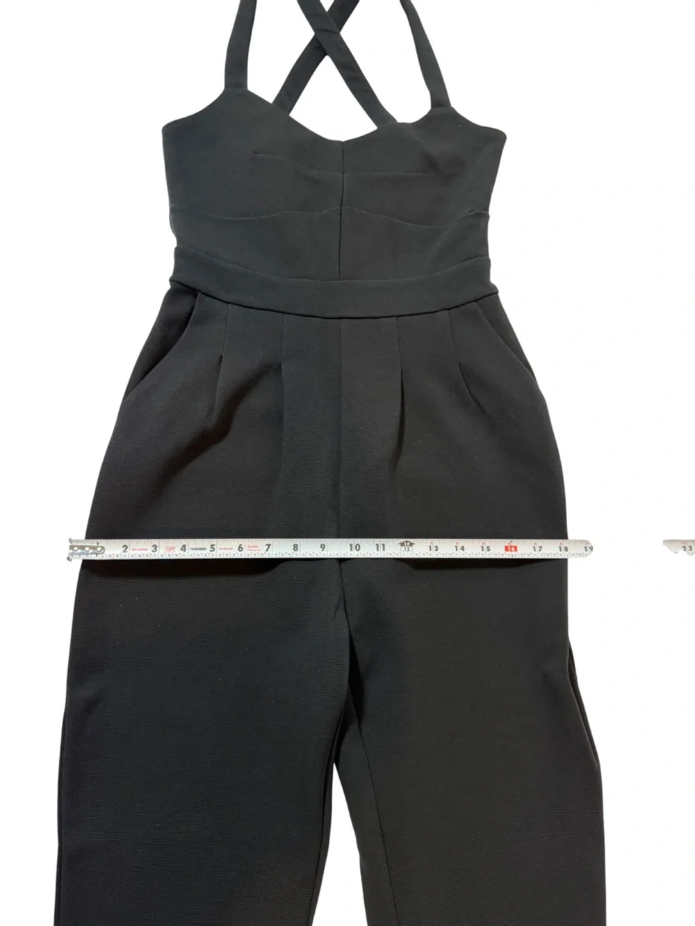 Anthropologie Black Jumpsuit Size XS Sleeveless Cross Back Elegant Romper.